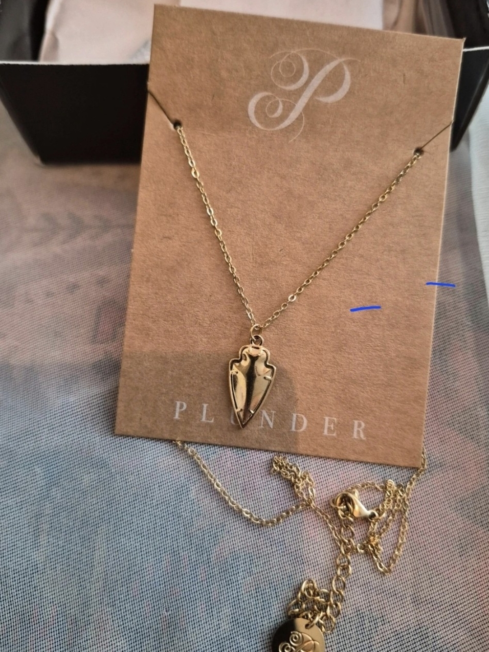 Plunder Arrowhead Necklace Extender Has Signature Logo Goldtone Jewelry New